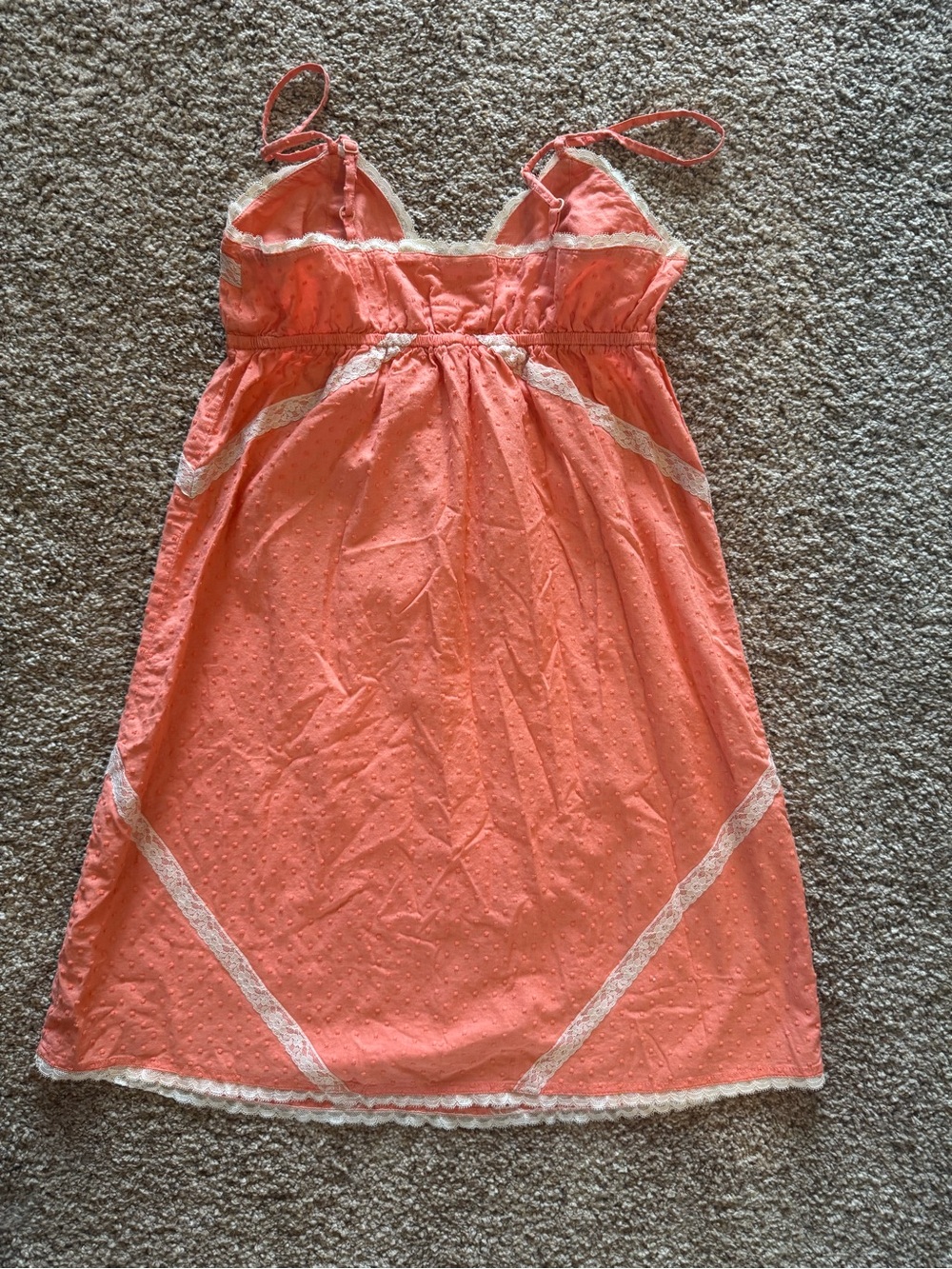Anthropologie Feather Bone Coral Swiss Dot Lace Bow Cami Dress. XS - Picture 7 of 9